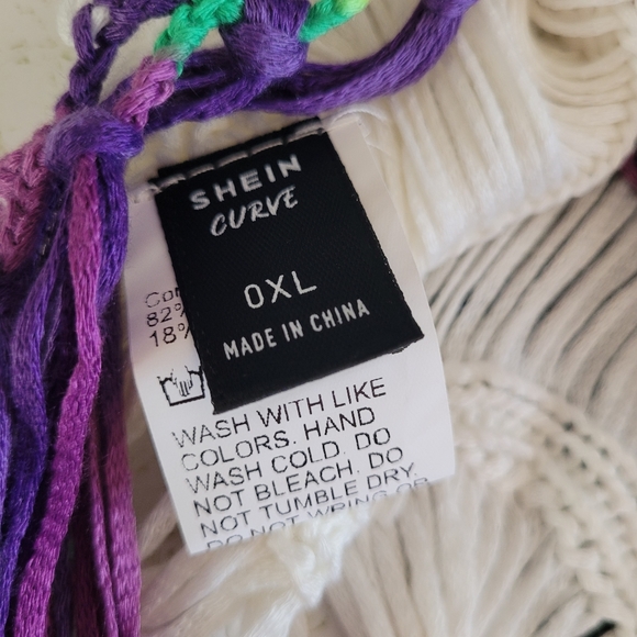 Crochet Ombre Fringe Swimsuit Cover up Shein Curve XL - Picture 6 of 7